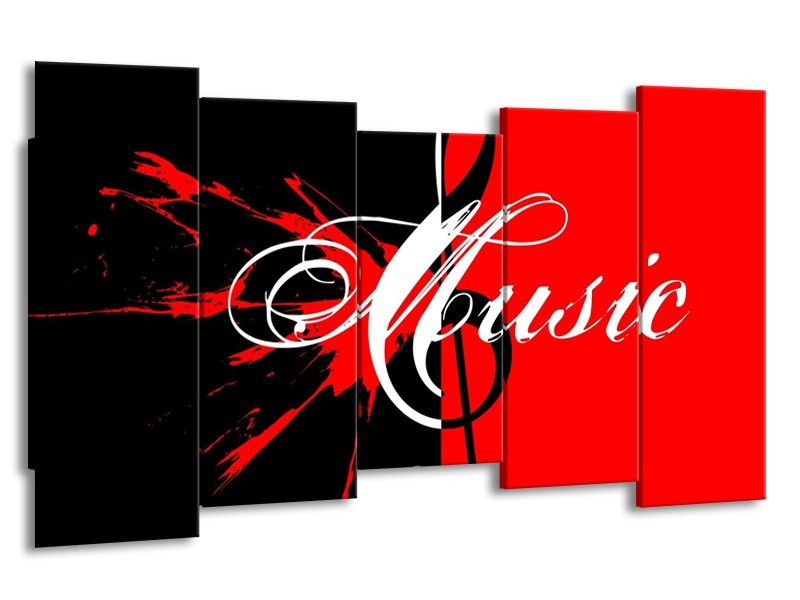 Glas schilderij Muziek | Rood, Zwart, Wit | 150x80cm 5Luik