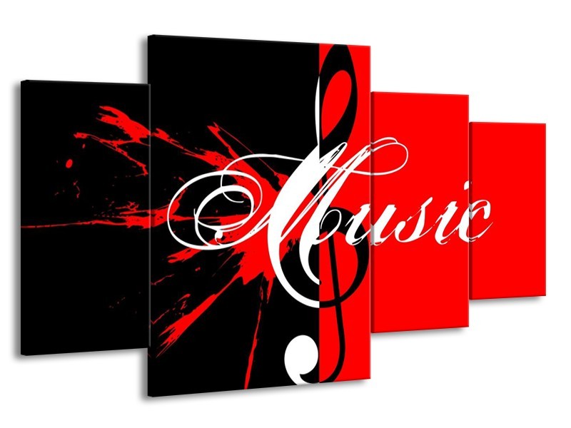Glas schilderij Muziek | Rood, Zwart, Wit | 160x90cm 4Luik