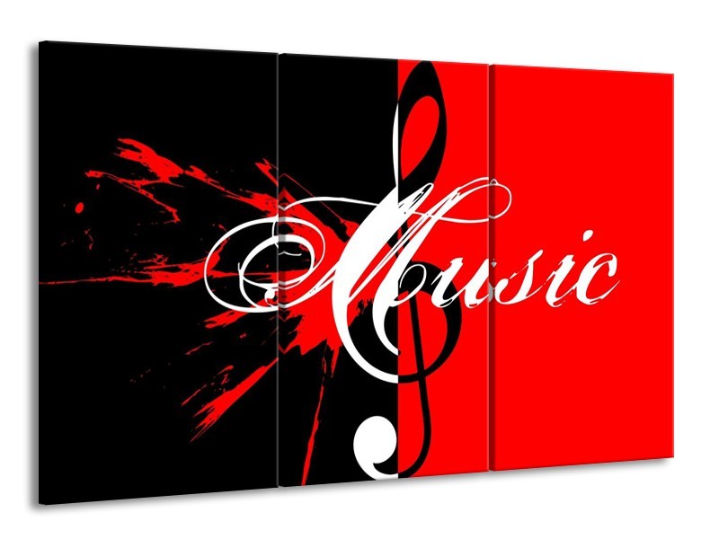 Glas schilderij Muziek | Rood, Zwart, Wit | 165x100cm 3Luik