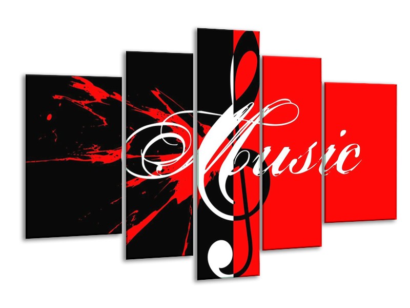 Glas schilderij Muziek | Rood, Zwart, Wit | 170x100cm 5Luik