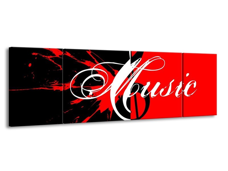 Glas schilderij Muziek | Rood, Zwart, Wit | 170x50cm 3Luik