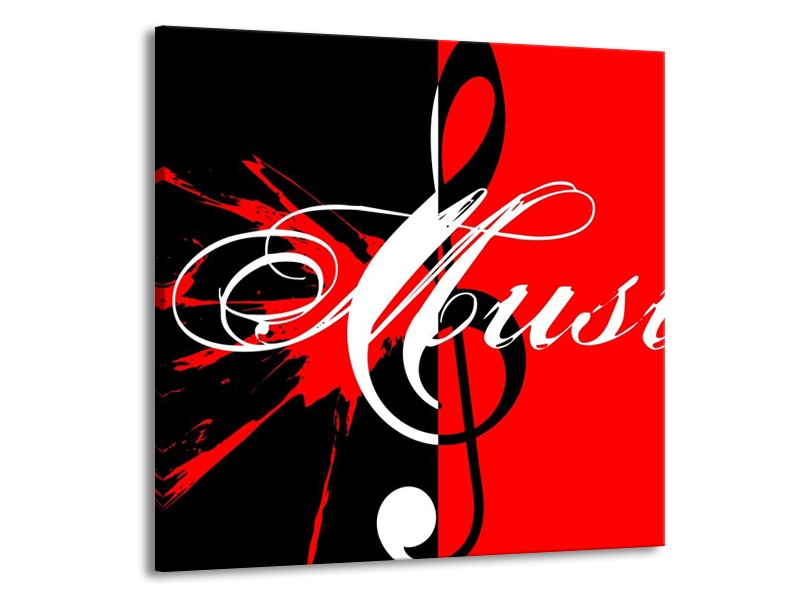 Glas schilderij Muziek | Rood, Zwart, Wit | 50x50cm 1Luik