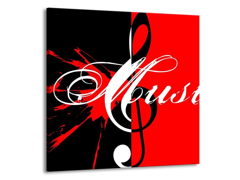 Canvas schilderij Muziek | Rood, Zwart, Wit | 70x70cm 1Luik