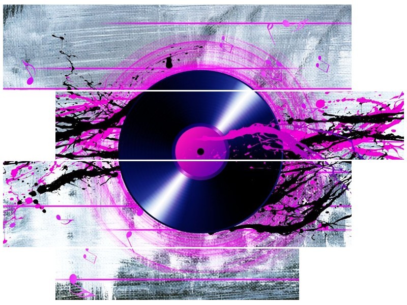 Glas schilderij Muziek | Paars, Zwart, Grijs | 115x85cm 4Luik