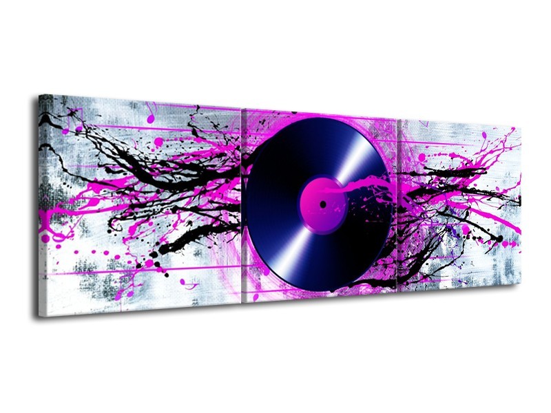 Glas schilderij Muziek | Paars, Zwart, Grijs | 120x40cm 3Luik