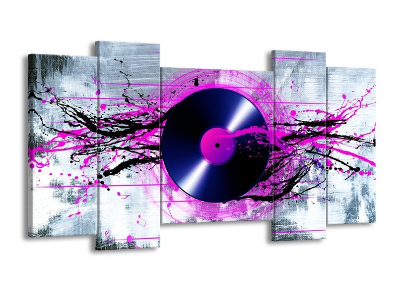 Glas schilderij Muziek | Paars, Zwart, Grijs | 120x65cm 5Luik