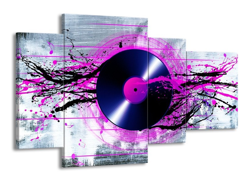 Glas schilderij Muziek | Paars, Zwart, Grijs | 120x75cm 4Luik