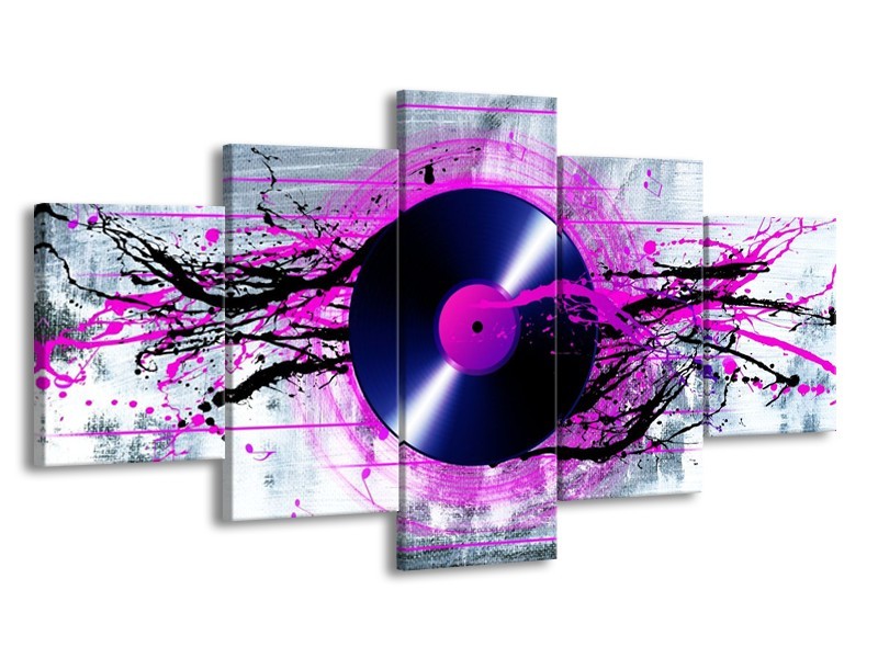 Glas schilderij Muziek | Paars, Zwart, Grijs | 150x80cm 5Luik