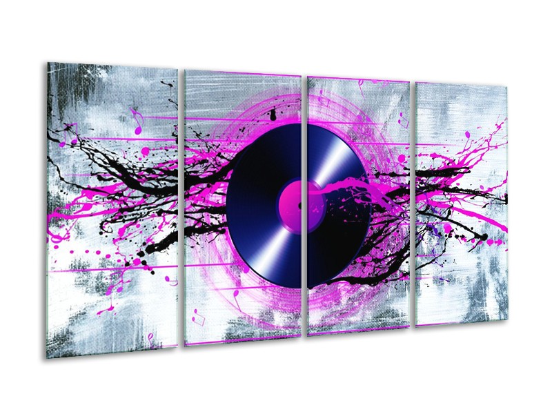 Glas schilderij Muziek | Paars, Zwart, Grijs | 160x80cm 4Luik