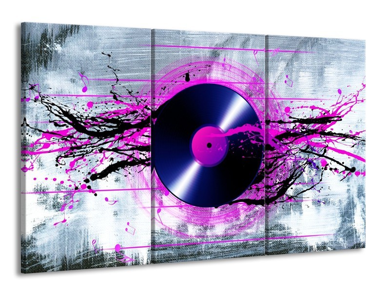 Glas schilderij Muziek | Paars, Zwart, Grijs | 165x100cm 3Luik