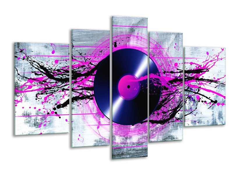 Glas schilderij Muziek | Paars, Zwart, Grijs | 170x100cm 5Luik