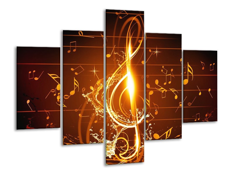 Glas schilderij Muziek | Bruin, Geel, Zwart | 100x70cm 5Luik
