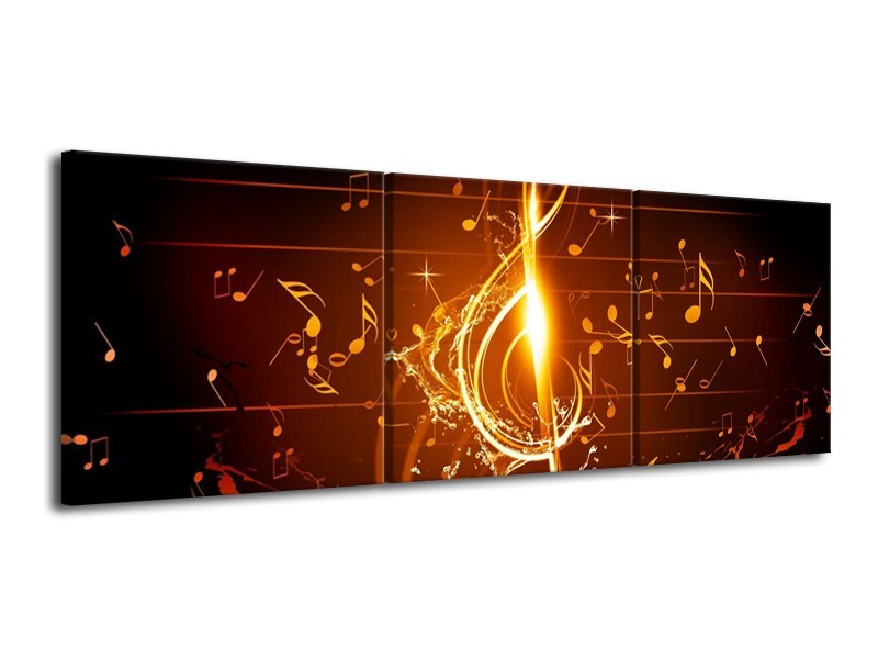 Glas schilderij Muziek | Bruin, Geel, Zwart | 120x40cm 3Luik