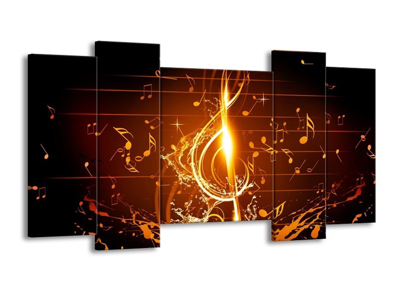 Glas schilderij Muziek | Bruin, Geel, Zwart | 120x65cm 5Luik