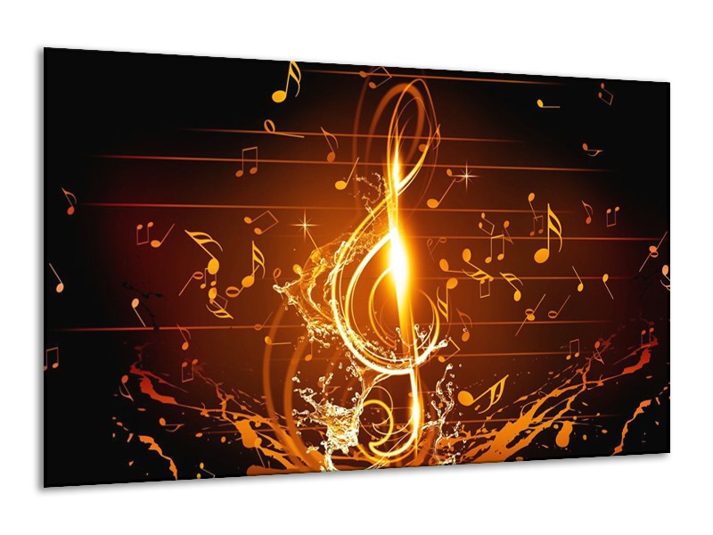Glas schilderij Muziek | Bruin, Geel, Zwart | 120x70cm 1Luik