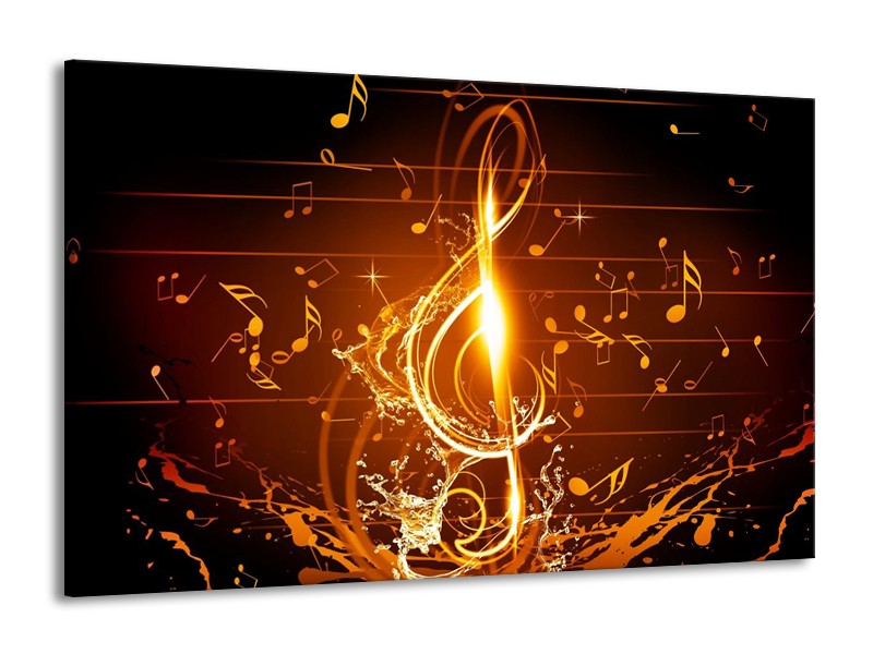 Glas schilderij Muziek | Bruin, Geel, Zwart | 140x90cm 1Luik