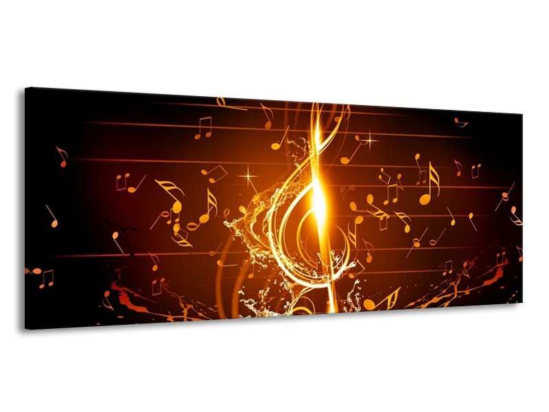 Glas schilderij Muziek | Bruin, Geel, Zwart | 145x58cm 1Luik