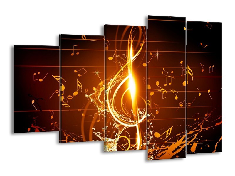 Glas schilderij Muziek | Bruin, Geel, Zwart | 150x100cm 5Luik
