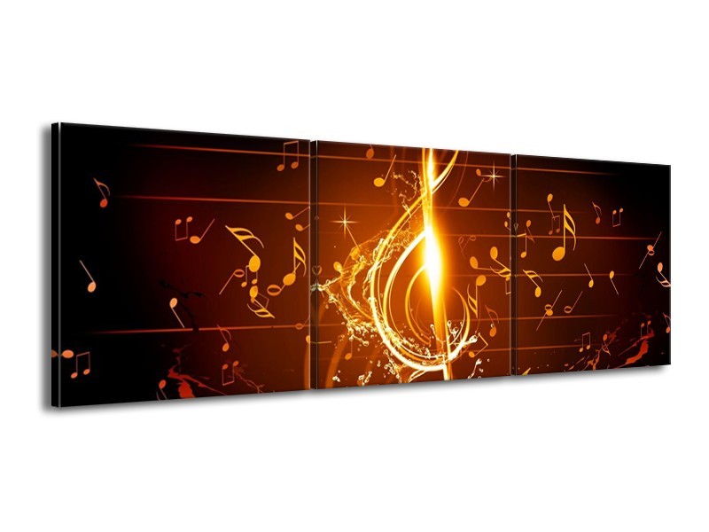 Glas schilderij Muziek | Bruin, Geel, Zwart | 150x50cm 3Luik
