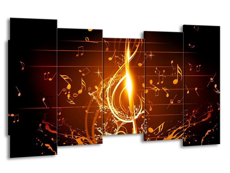 Glas schilderij Muziek | Bruin, Geel, Zwart | 150x80cm 5Luik
