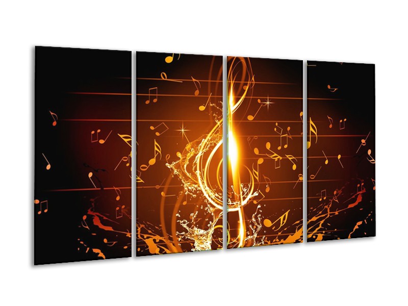 Glas schilderij Muziek | Bruin, Geel, Zwart | 160x80cm 4Luik