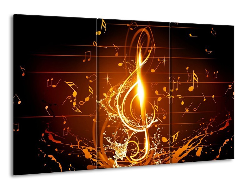 Glas schilderij Muziek | Bruin, Geel, Zwart | 165x100cm 3Luik