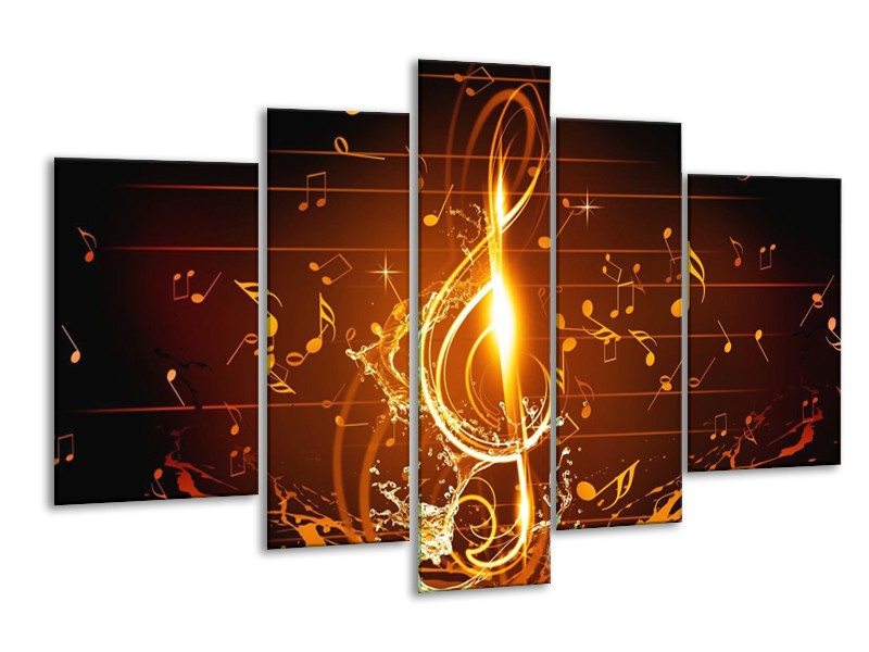 Glas schilderij Muziek | Bruin, Geel, Zwart | 170x100cm 5Luik