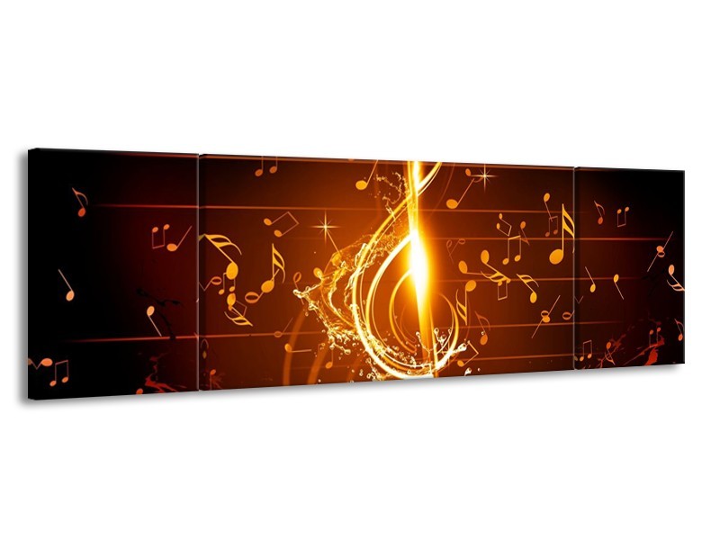 Glas schilderij Muziek | Bruin, Geel, Zwart | 170x50cm 3Luik
