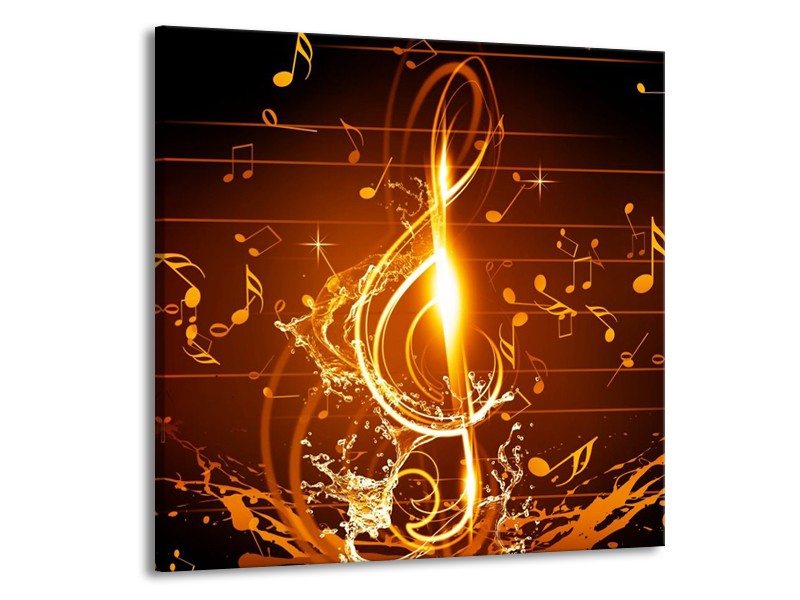 Glas schilderij Muziek | Bruin, Geel, Zwart | 70x70cm 1Luik