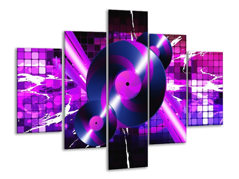 Glas schilderij Muziek | Paars, Roze, Zwart | 100x70cm 5Luik