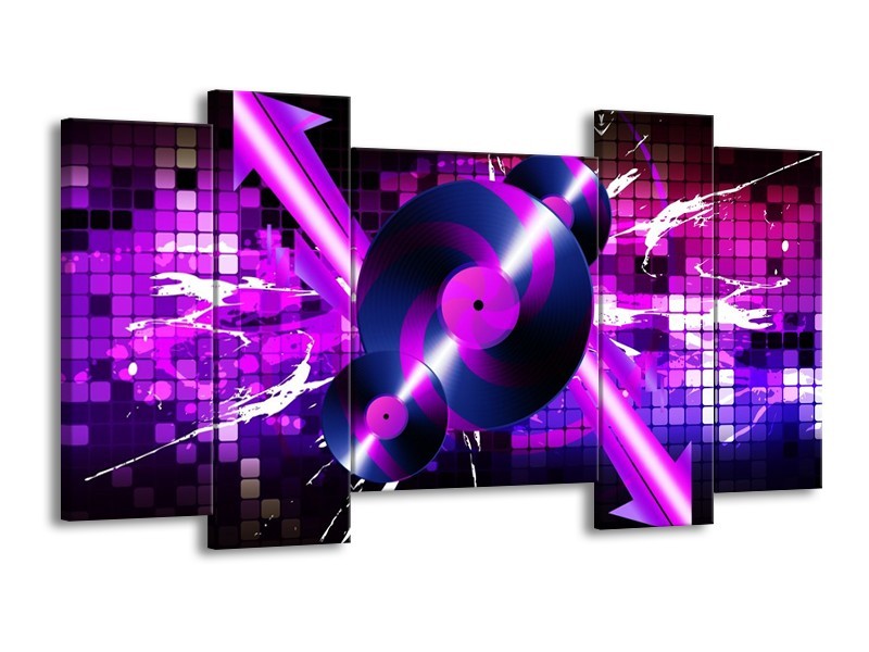 Glas schilderij Muziek | Paars, Roze, Zwart | 120x65cm 5Luik