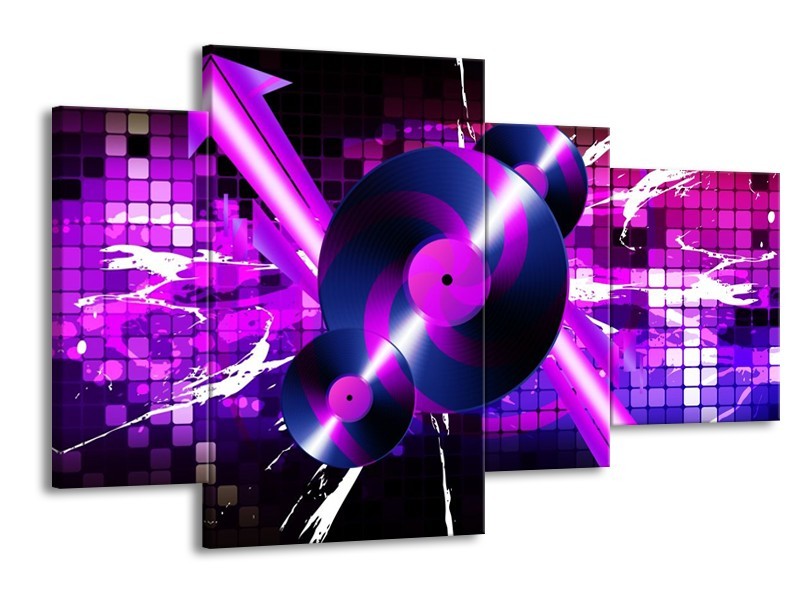 Glas schilderij Muziek | Paars, Roze, Zwart | 120x75cm 4Luik