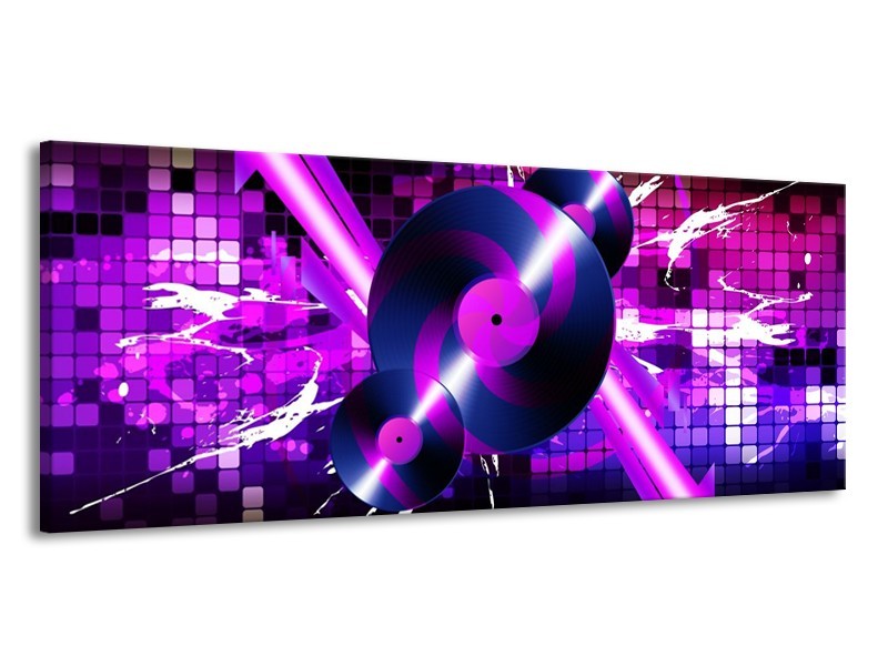 Glas schilderij Muziek | Paars, Roze, Zwart | 145x58cm 1Luik