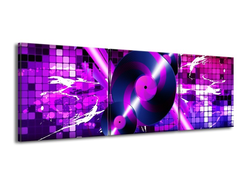 Glas schilderij Muziek | Paars, Roze, Zwart | 150x50cm 3Luik