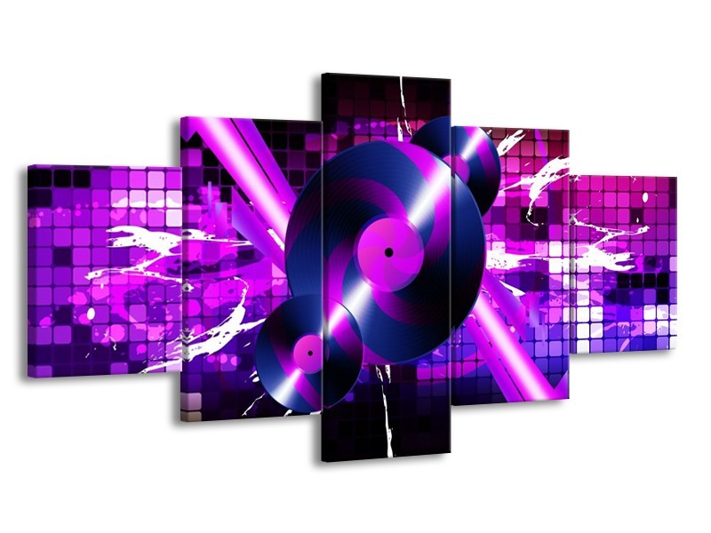 Glas schilderij Muziek | Paars, Roze, Zwart | 150x80cm 5Luik