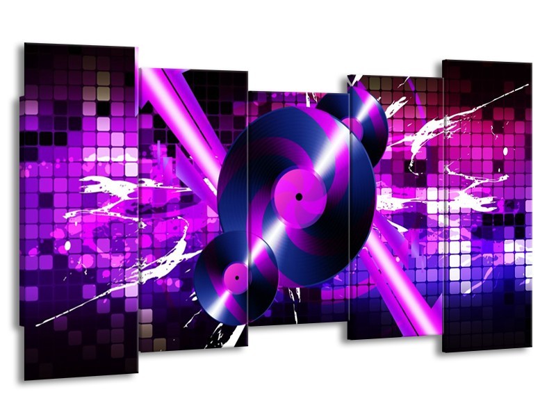 Glas schilderij Muziek | Paars, Roze, Zwart | 150x80cm 5Luik