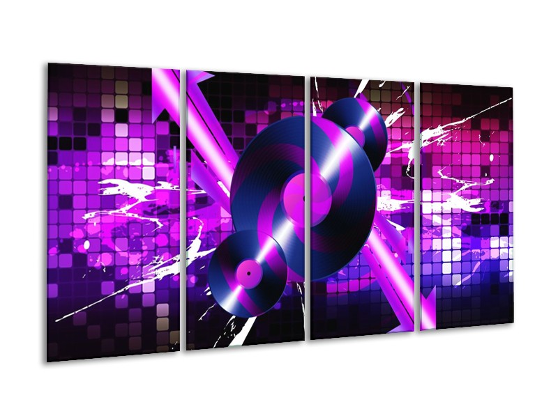 Glas schilderij Muziek | Paars, Roze, Zwart | 160x80cm 4Luik
