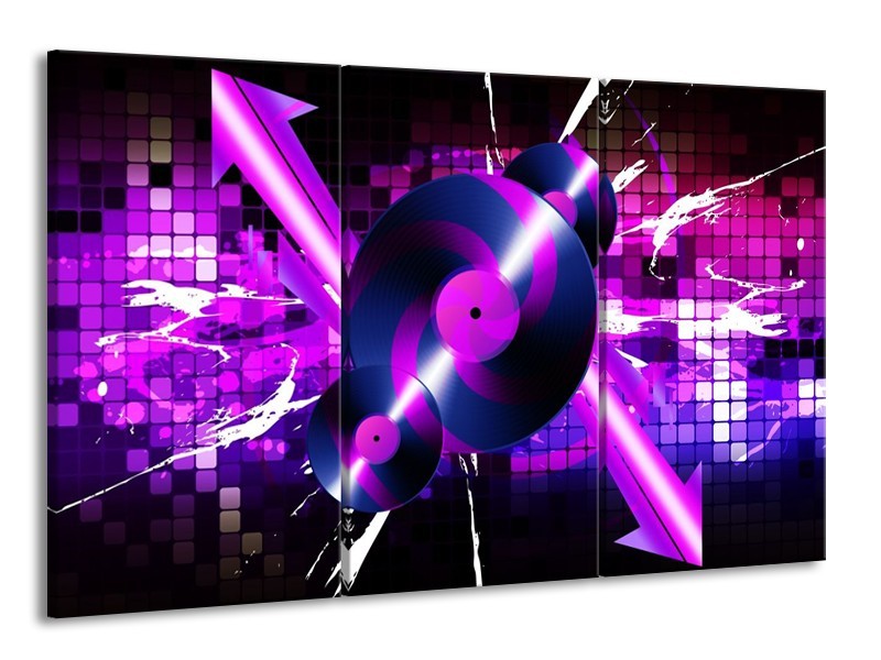 Glas schilderij Muziek | Paars, Roze, Zwart | 165x100cm 3Luik