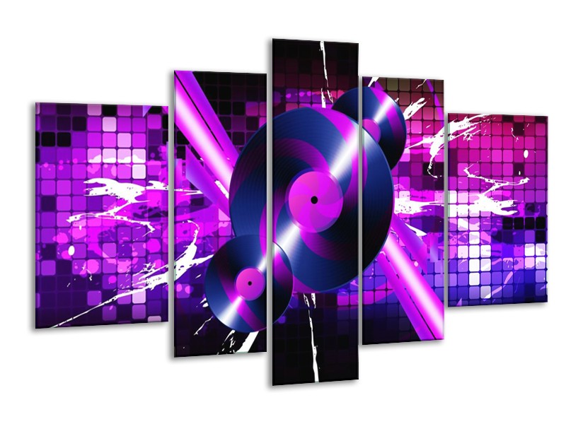 Glas schilderij Muziek | Paars, Roze, Zwart | 170x100cm 5Luik