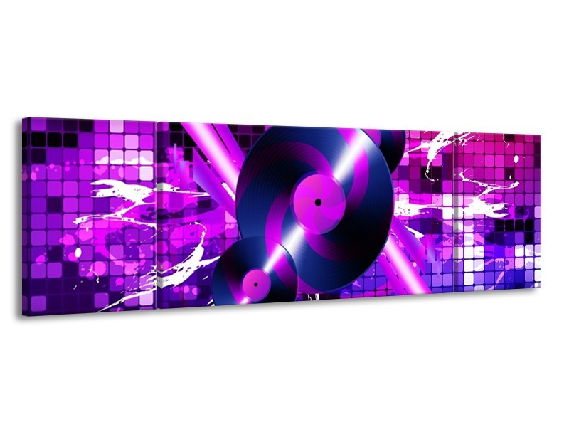 Glas schilderij Muziek | Paars, Roze, Zwart | 170x50cm 3Luik
