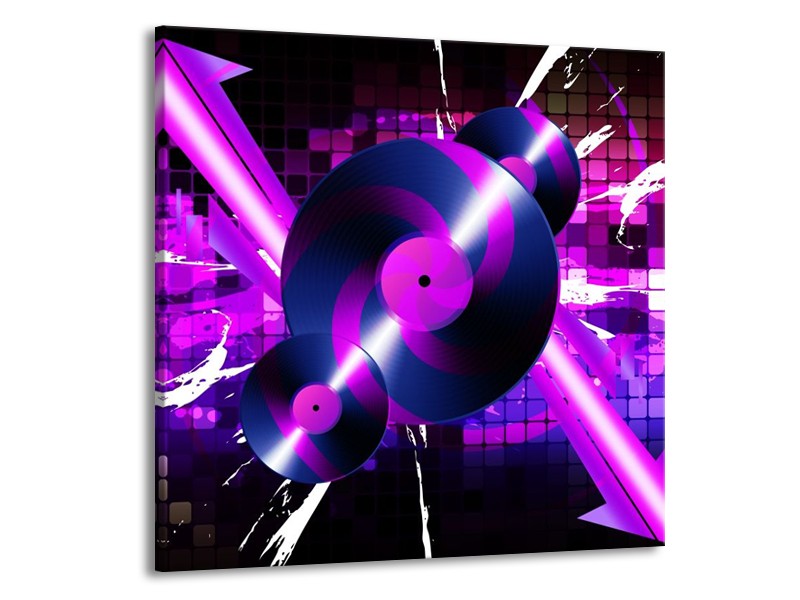Glas schilderij Muziek | Paars, Roze, Zwart | 70x70cm 1Luik