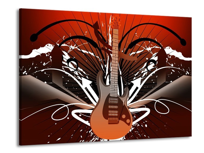 Glas schilderij Gitaar | Bruin, Wit, Zwart | 100x70cm 1Luik