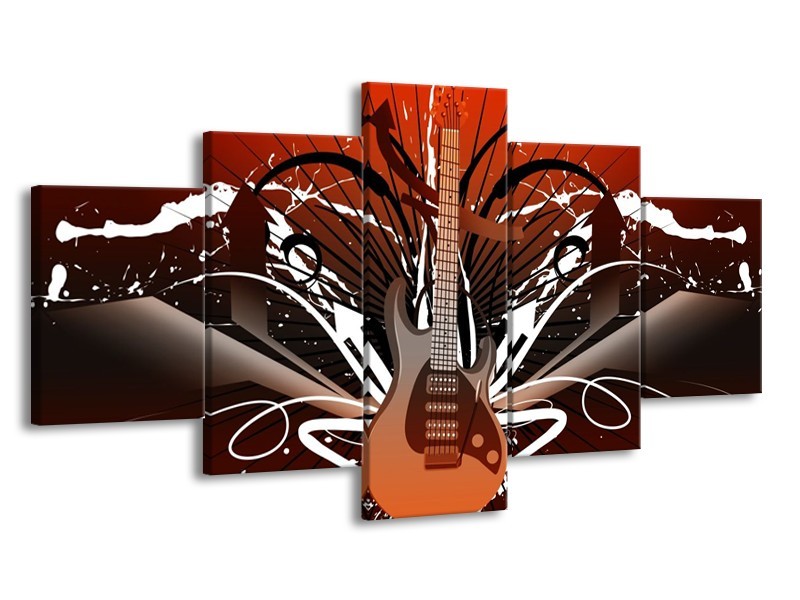 Glas schilderij Gitaar | Bruin, Wit, Zwart | 150x80cm 5Luik
