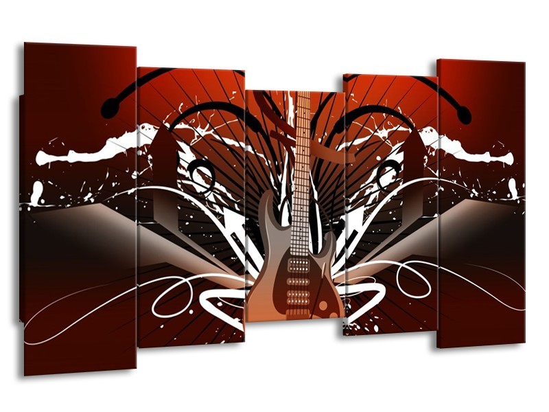 Glas schilderij Gitaar | Bruin, Wit, Zwart | 150x80cm 5Luik