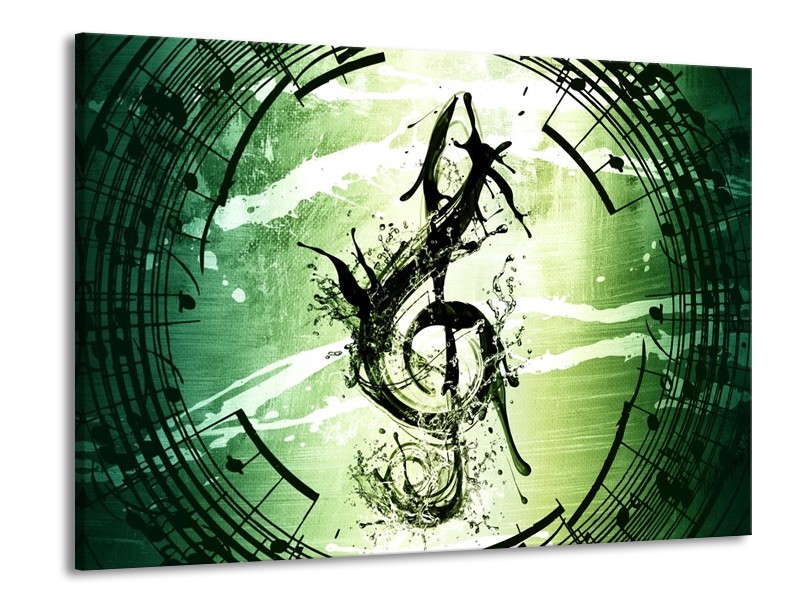 Glas schilderij Gitaar | Groen, Wit, Zwart | 100x70cm 1Luik