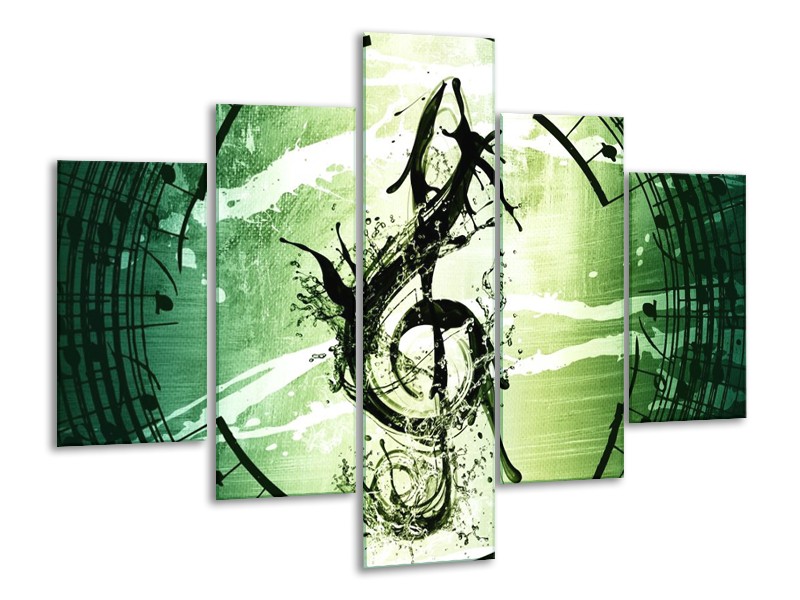 Glas schilderij Gitaar | Groen, Wit, Zwart | 100x70cm 5Luik