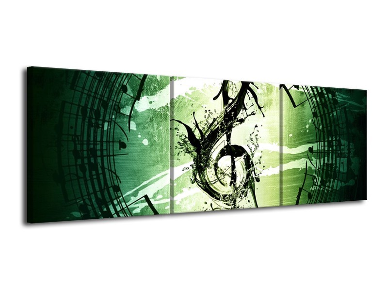 Glas schilderij Gitaar | Groen, Wit, Zwart | 120x40cm 3Luik