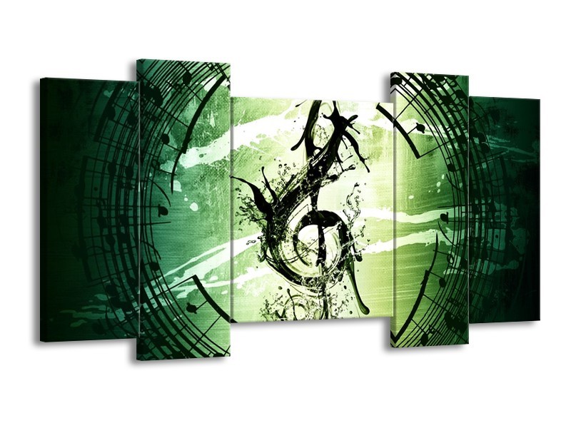 Glas schilderij Gitaar | Groen, Wit, Zwart | 120x65cm 5Luik