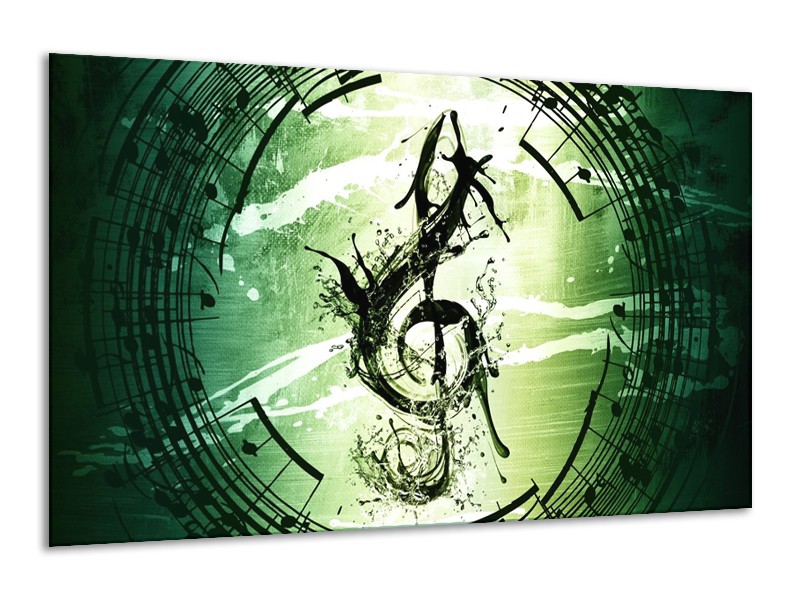 Glas schilderij Gitaar | Groen, Wit, Zwart | 120x70cm 1Luik