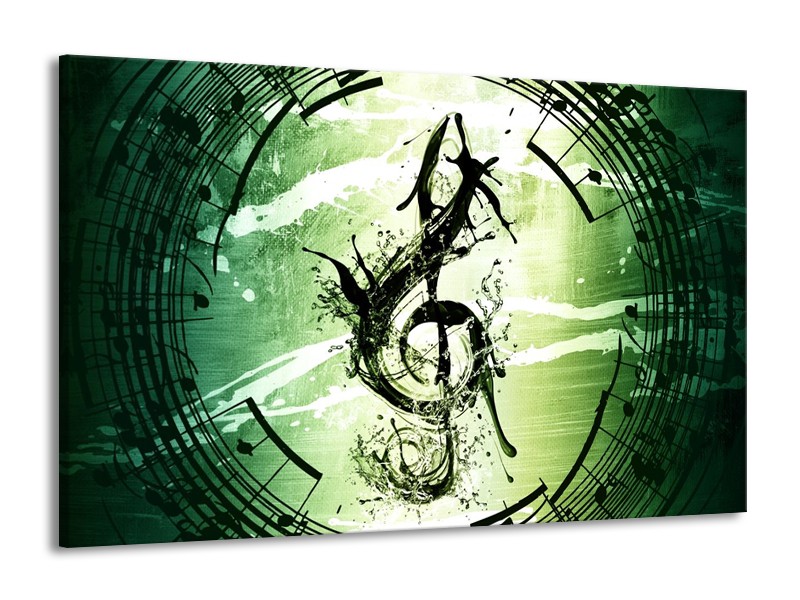 Glas schilderij Gitaar | Groen, Wit, Zwart | 140x90cm 1Luik